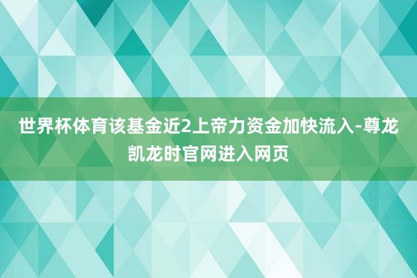世界杯体育该基金近2上帝力资金加快流入-尊龙凯龙时官网进入网页