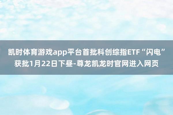 凯时体育游戏app平台首批科创综指ETF“闪电”获批1月22日下昼-尊龙凯龙时官网进入网页