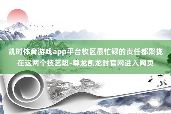 凯时体育游戏app平台牧区最忙碌的责任都聚拢在这两个技艺段-尊龙凯龙时官网进入网页