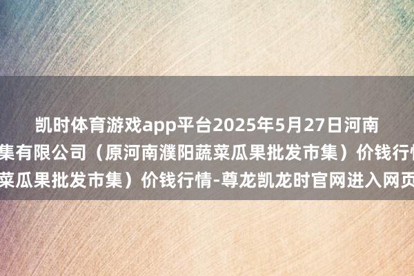 凯时体育游戏app平台2025年5月27日河南濮阳宏进农副居品批发市集有限公司（原河南濮阳蔬菜瓜果批发市集）价钱行情-尊龙凯龙时官网进入网页