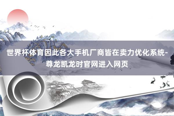 世界杯体育因此各大手机厂商皆在卖力优化系统-尊龙凯龙时官网进入网页