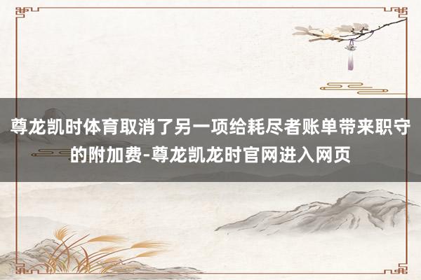 尊龙凯时体育取消了另一项给耗尽者账单带来职守的附加费-尊龙凯龙时官网进入网页