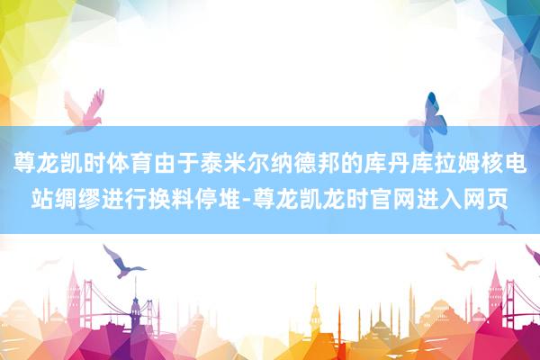 尊龙凯时体育由于泰米尔纳德邦的库丹库拉姆核电站绸缪进行换料停堆-尊龙凯龙时官网进入网页