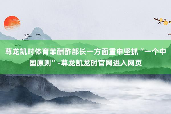 尊龙凯时体育菲酬酢部长一方面重申坚抓“一个中国原则”-尊龙凯龙时官网进入网页
