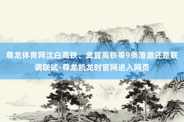 尊龙体育网沈白高铁、武宜高铁等9条澄澈还是联调联试-尊龙凯龙时官网进入网页