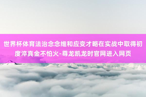 世界杯体育法治念念维和应变才略在实战中取得初度淬真金不怕火-尊龙凯龙时官网进入网页