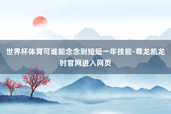 世界杯体育可谁能念念到短短一年技能-尊龙凯龙时官网进入网页