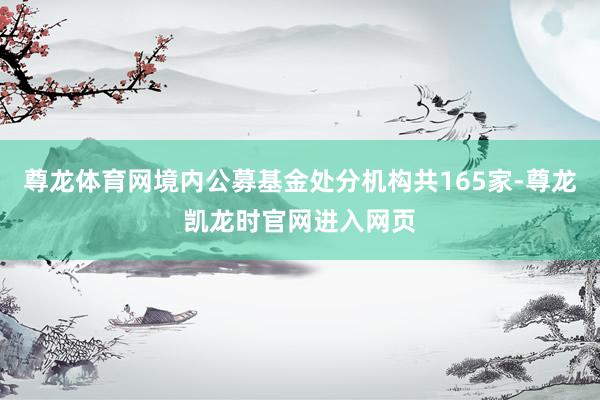 尊龙体育网境内公募基金处分机构共165家-尊龙凯龙时官网进入网页